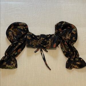 ASOS Black Floral Puff Sleeve Blouse